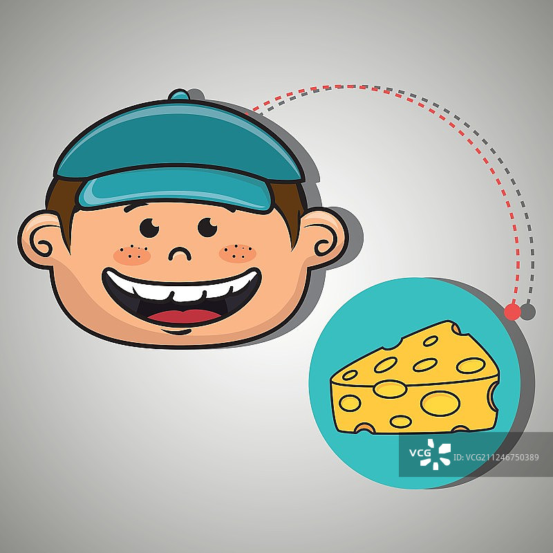 男孩吃奶酪图片素材