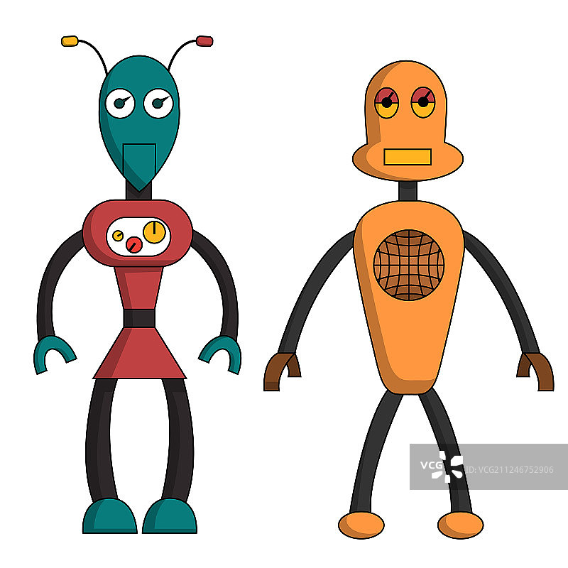 机器人情侣扁平人物素材图片素材