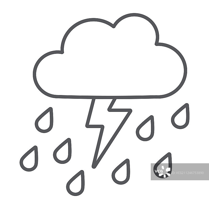 雷雨天气细线图标图片素材
