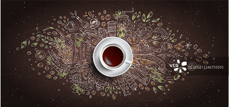 黑板上的咖啡粉笔概念图片素材