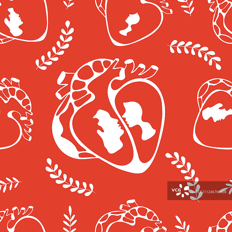 内置人类心脏无缝图案图片素材