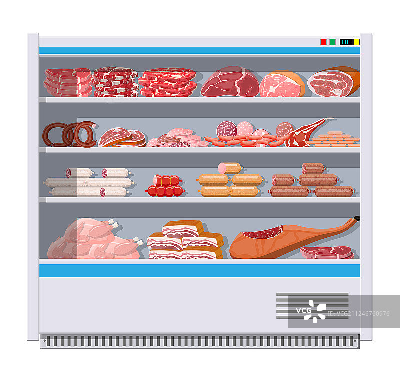 超市冷藏柜中的肉制品图片素材
