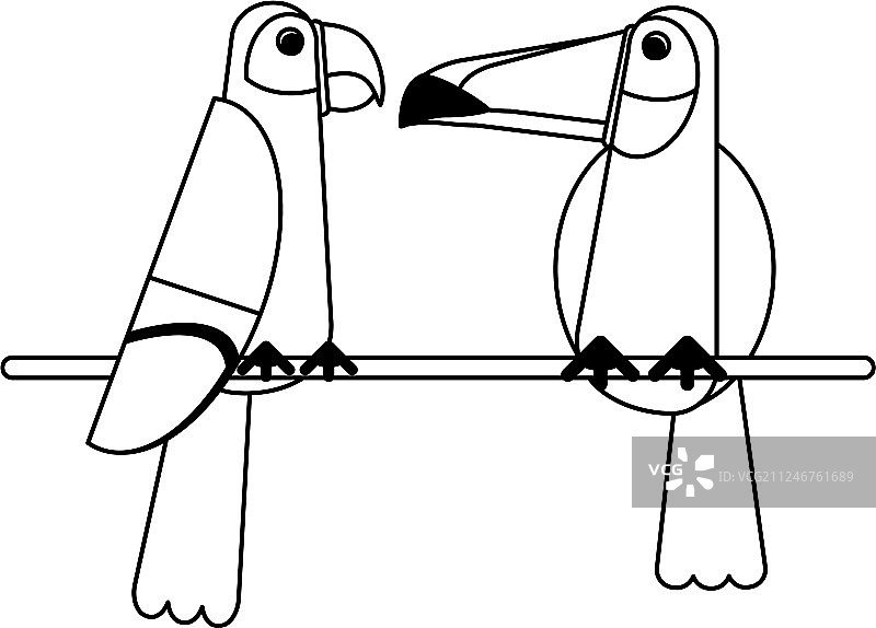 黑白异域鸟类卡通图片素材