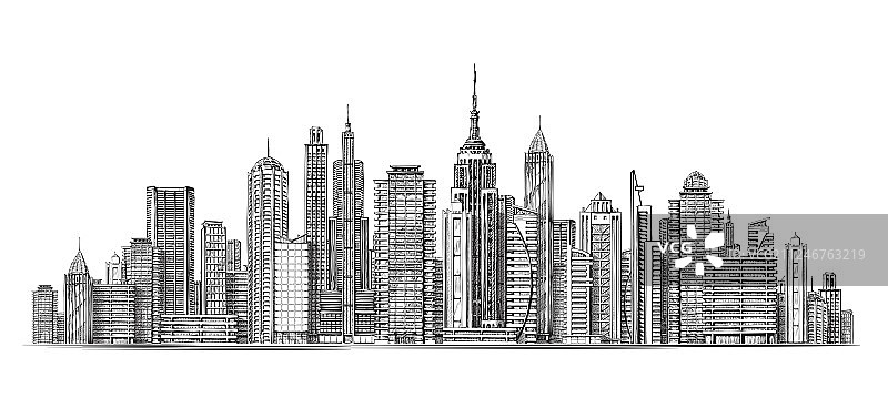 城市全景中的现代建筑图片素材