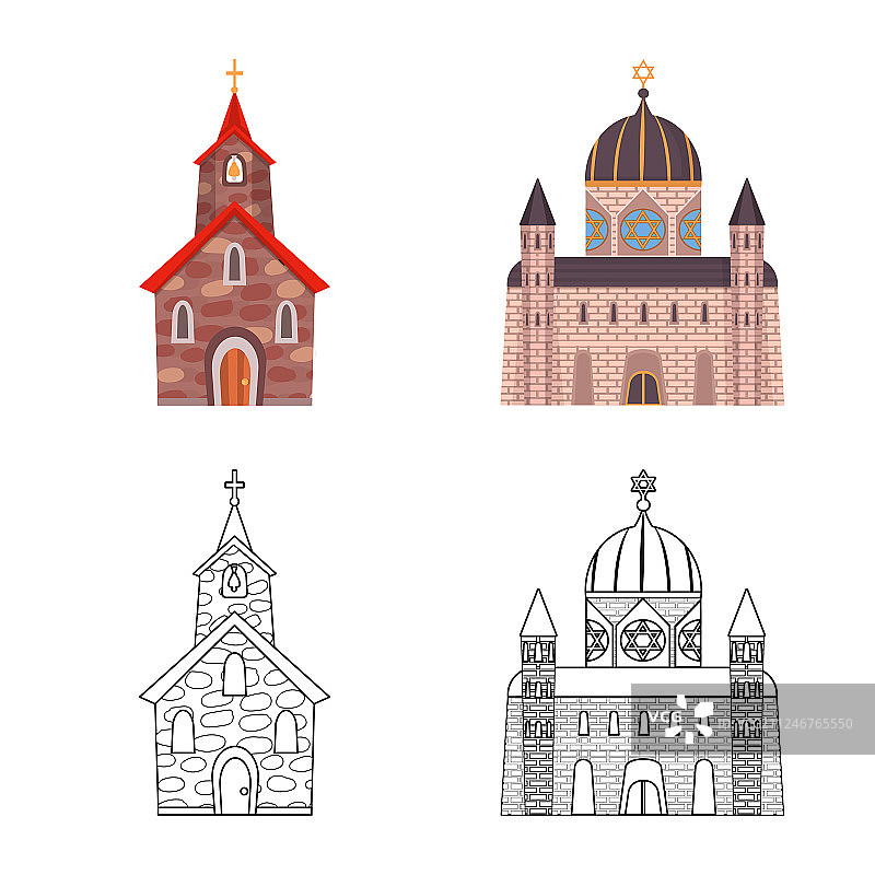 宗教信仰和寺庙图标集图片素材