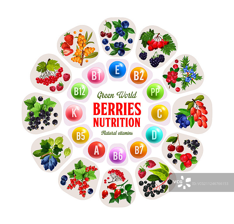 富含维生素和矿物质的浆果和水果图片素材