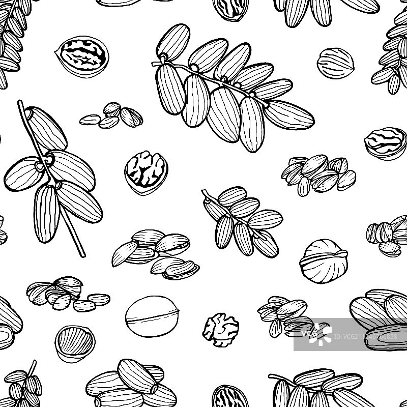 手绘坚果无缝图案图片素材