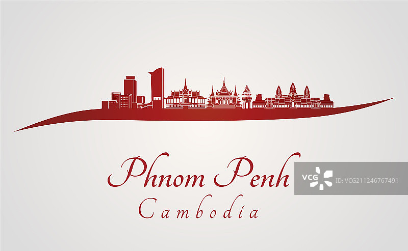 红色金边天际线图片素材