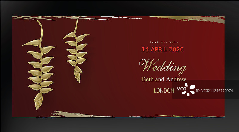 复古背景上的热带金色植物图片素材