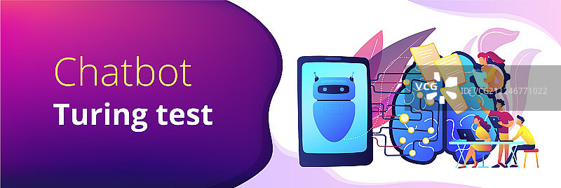 通过图灵测试的聊天机器人概念banner图片素材