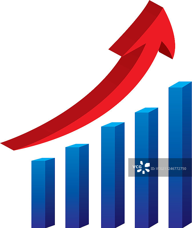 3D箭头和条形图（白色背景）图片素材