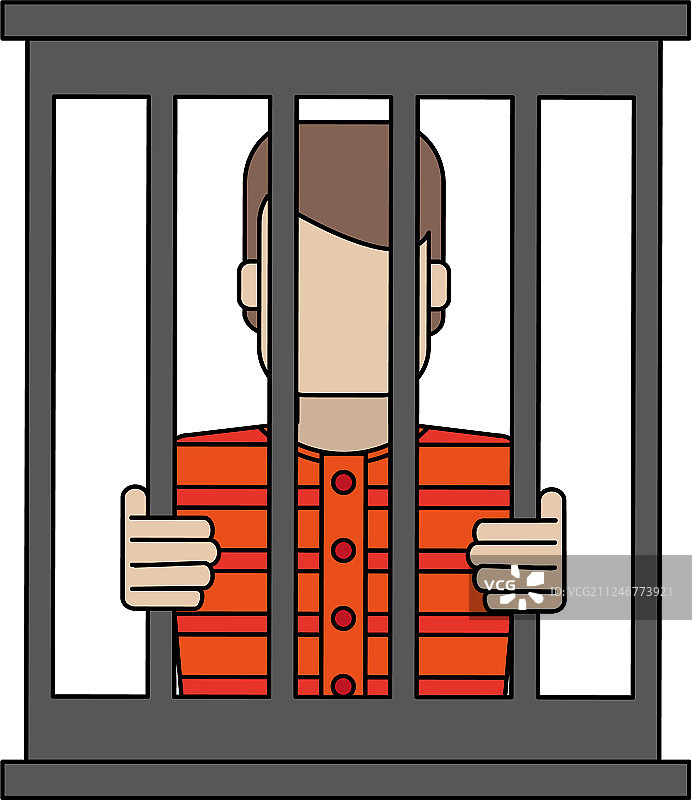 监狱铁栅栏后彩色图形无脸男人图片素材