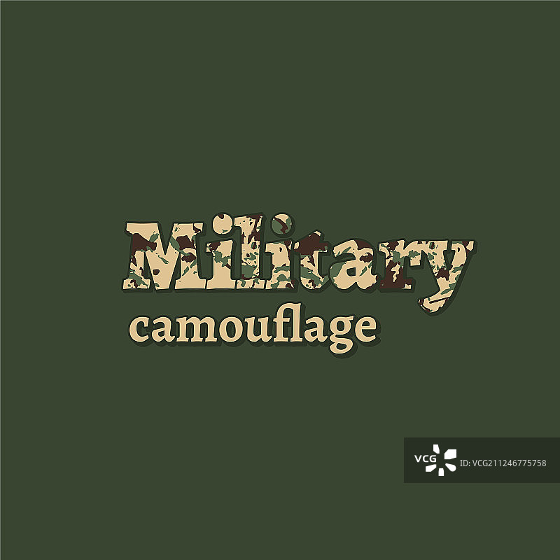 迷彩填充的“军事”单词图片素材