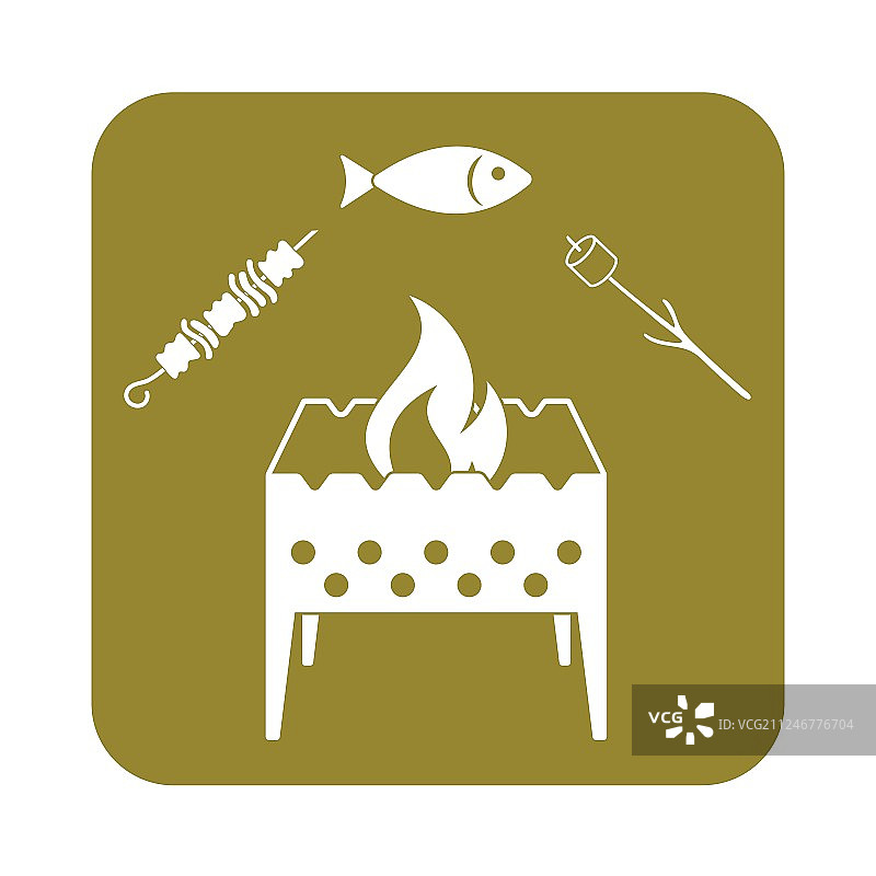 烤鱼风味串烧图标图片素材