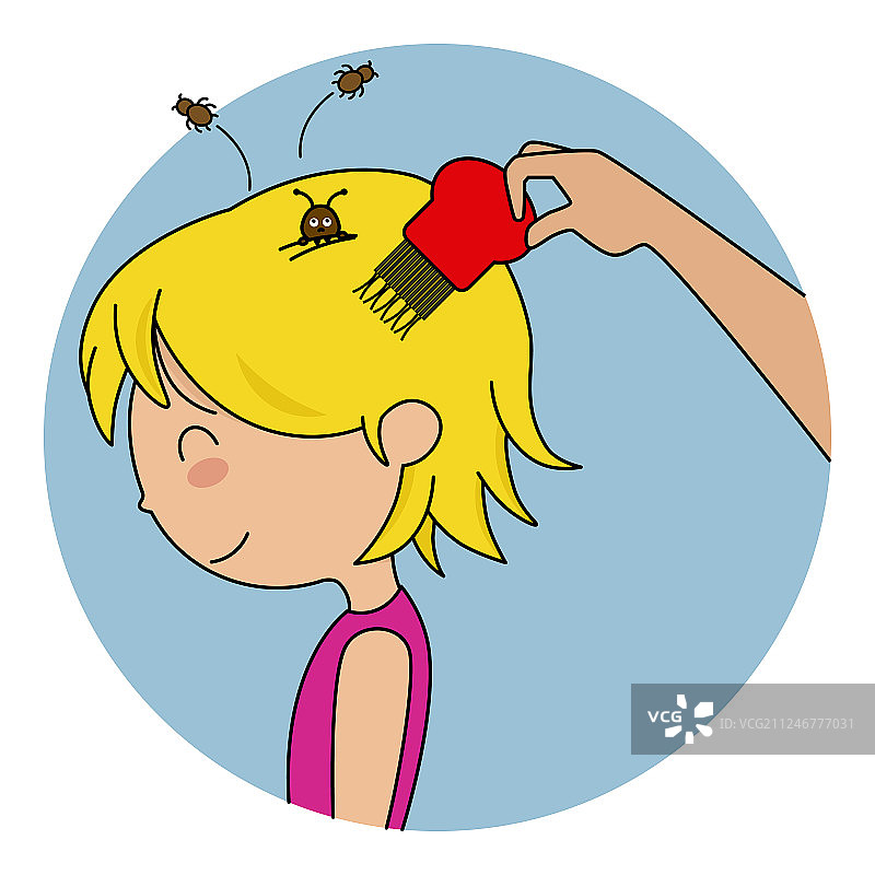 头部长虱子的女孩图片素材