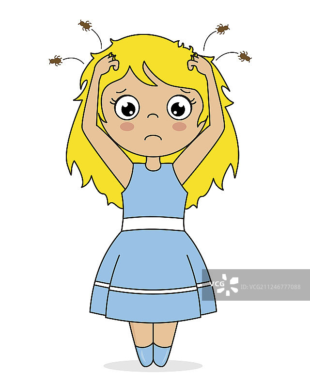 头部长虱子的女孩图片素材