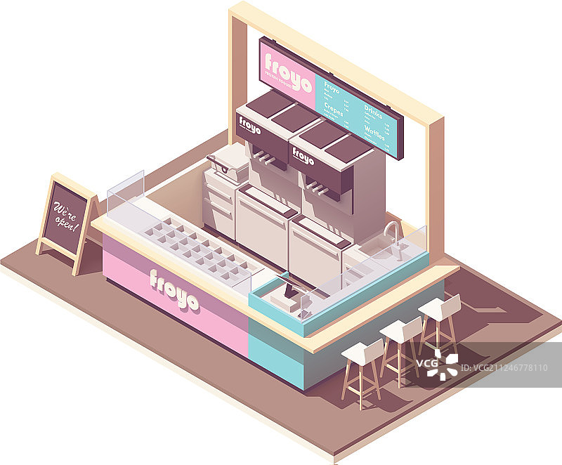 2.5D冻酸奶售货亭图片素材