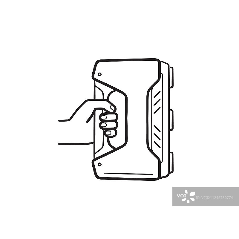 3D手持扫描仪手绘轮廓涂鸦图标图片素材