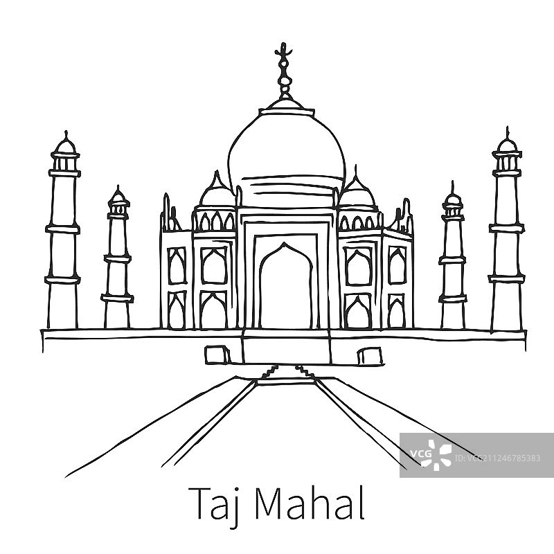 泰姬陵素描图片素材