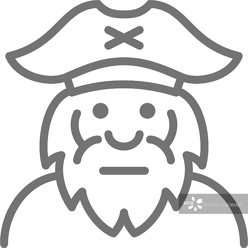 船长水手海盗老年男人线条图标图片素材