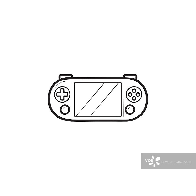 便携式视频游戏机手绘轮廓图片素材