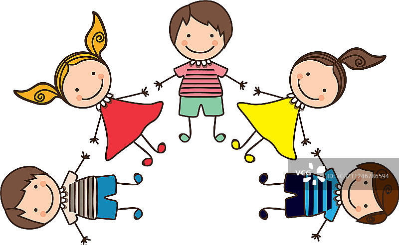 彩色卡通儿童手拉手图片素材