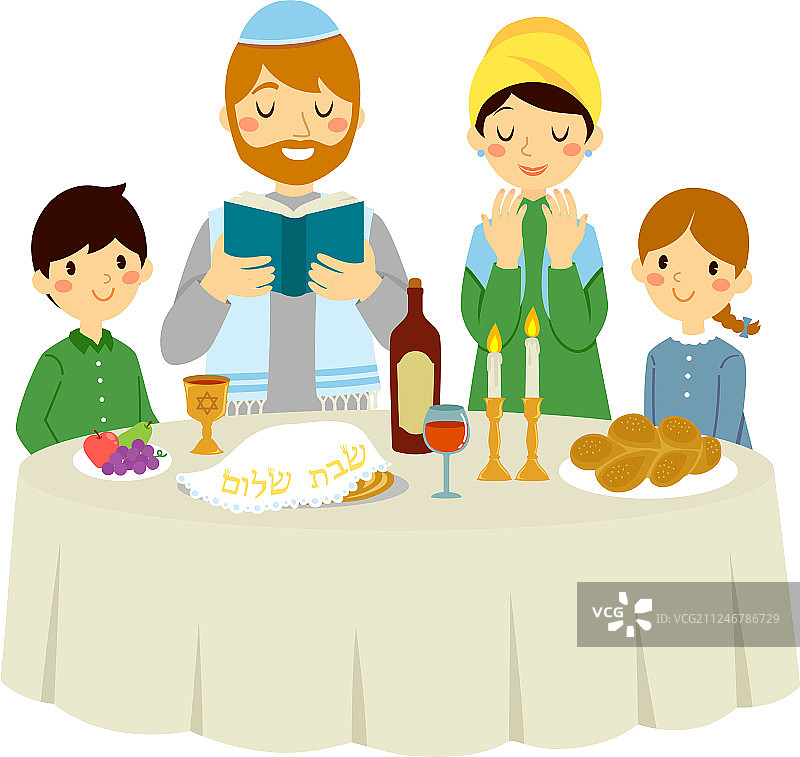 犹太家庭在安息日之夜图片素材