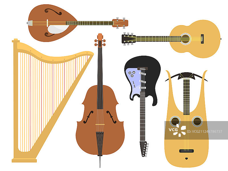 古典弦乐器套装图片素材