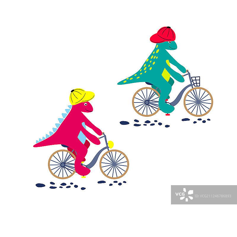 卡通恐龙儿童自行车图片素材