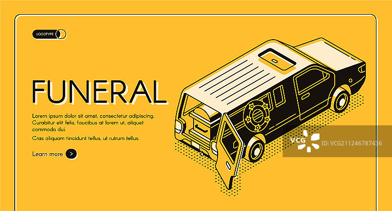 葬礼服务等距视角网页横幅图片素材