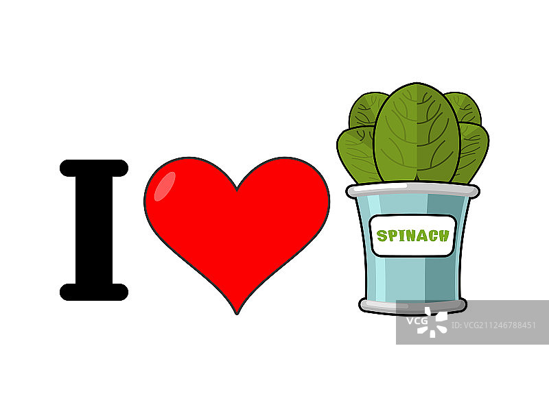 我爱菠菜心形和绿叶生菜图片素材