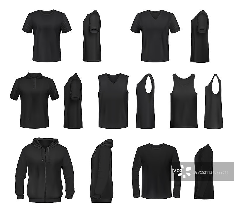 女士黑色POLO衫、卫衣和背心图片素材