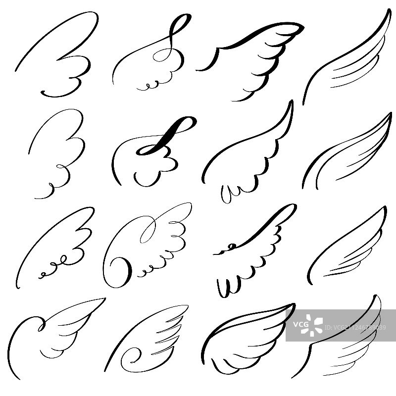 抽象飞鸽素描图标合集图片素材