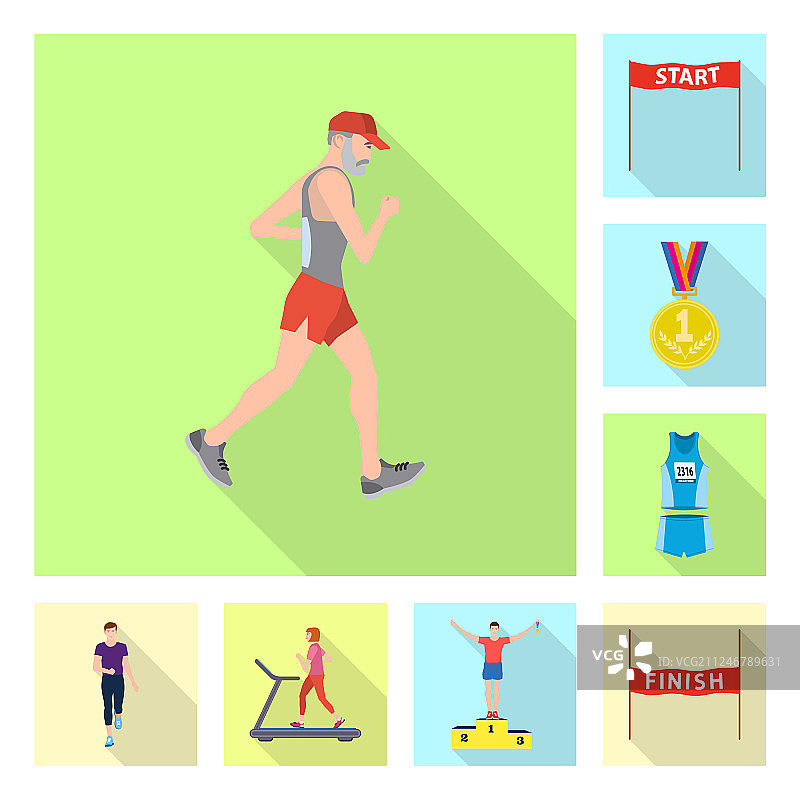 体育与获胜者图标集合的孤立物体图片素材