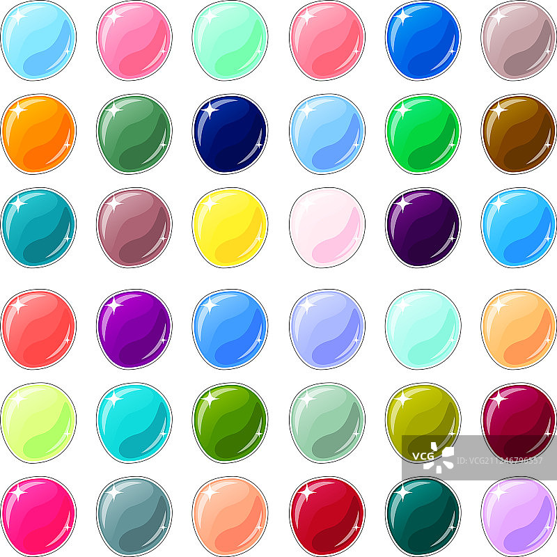 白色背景上的彩色玻璃纽扣图片素材