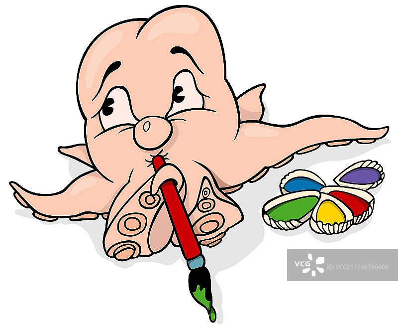 章鱼画家图片素材