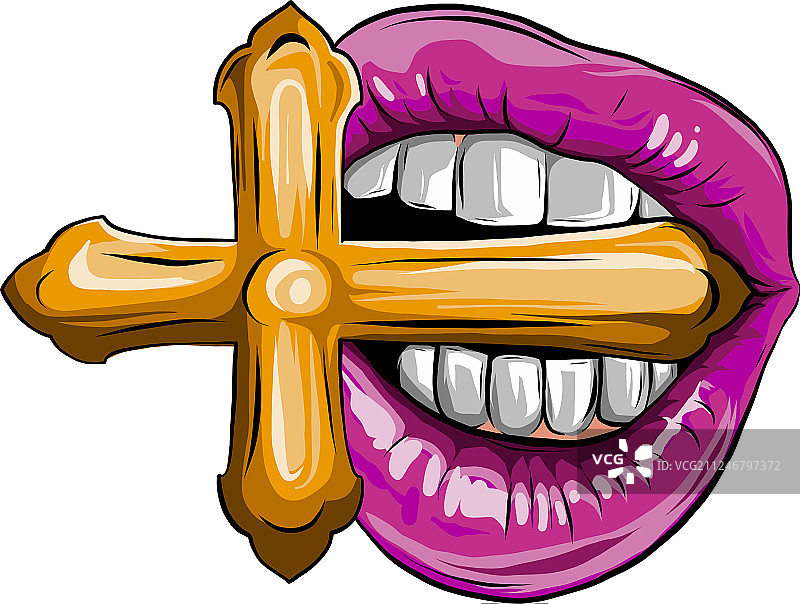 红色手绘高细节嘴唇图形图片素材