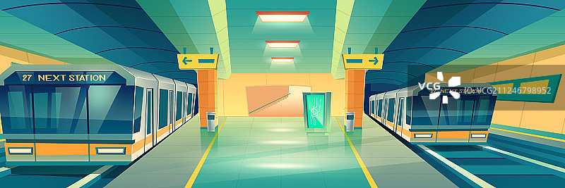 城市地铁地下车站卡通图片素材