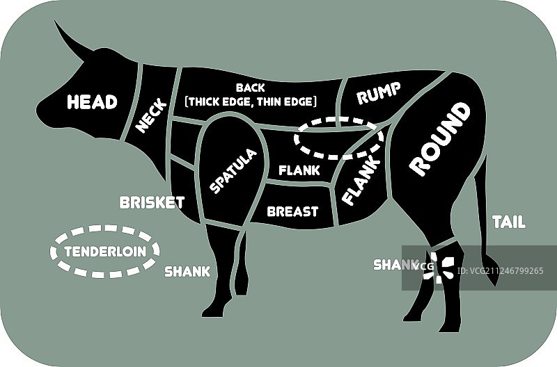 牛肉分割图图片素材