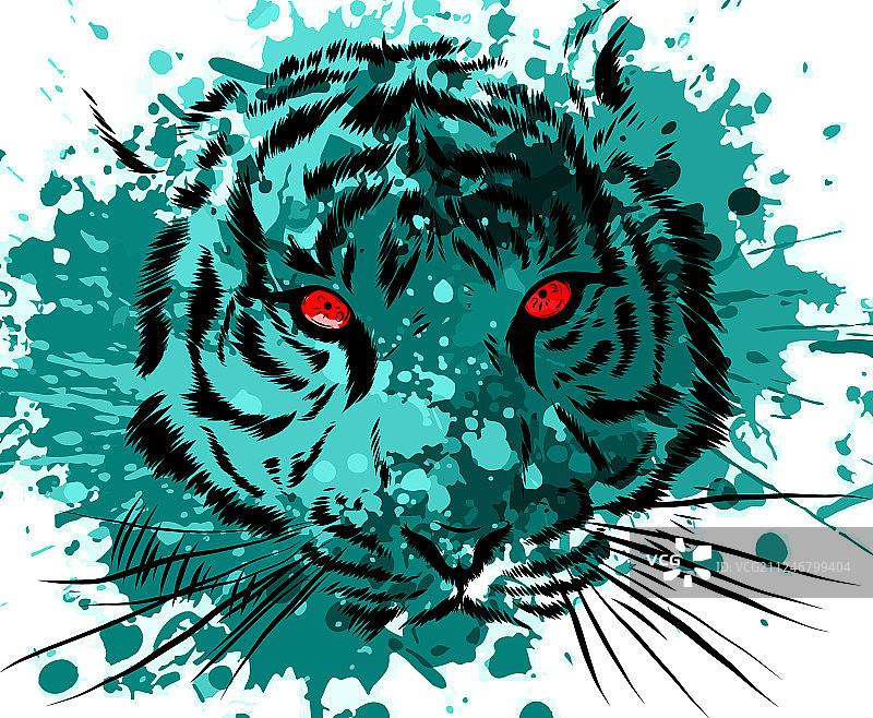 白色背景下的老虎眼睛吉祥物图案图片素材