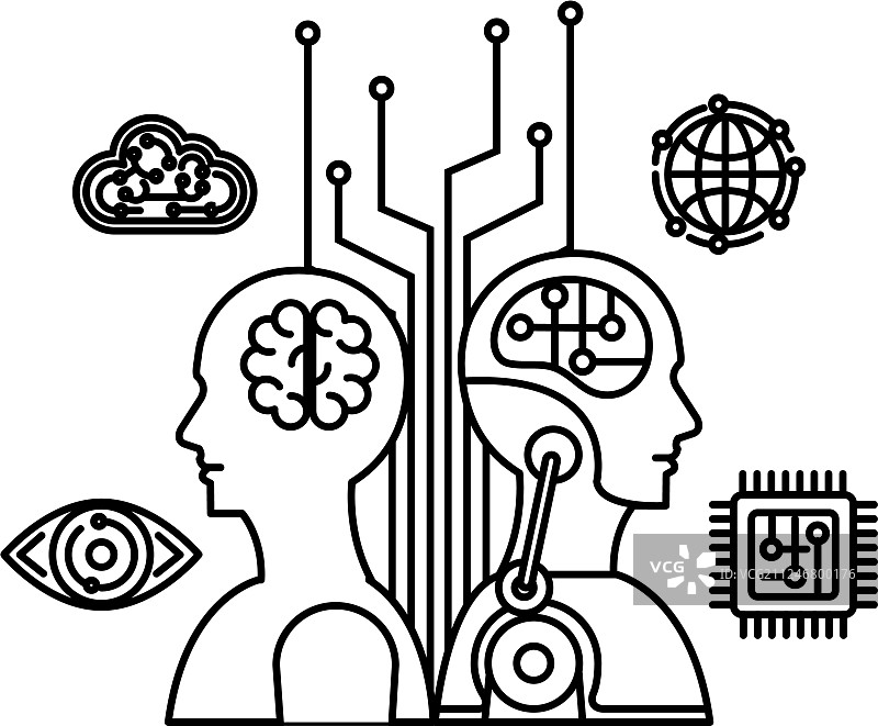 赛博人形轮廓图标图片素材
