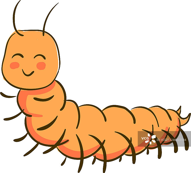 白色背景上的快乐橙色蜈蚣图片素材