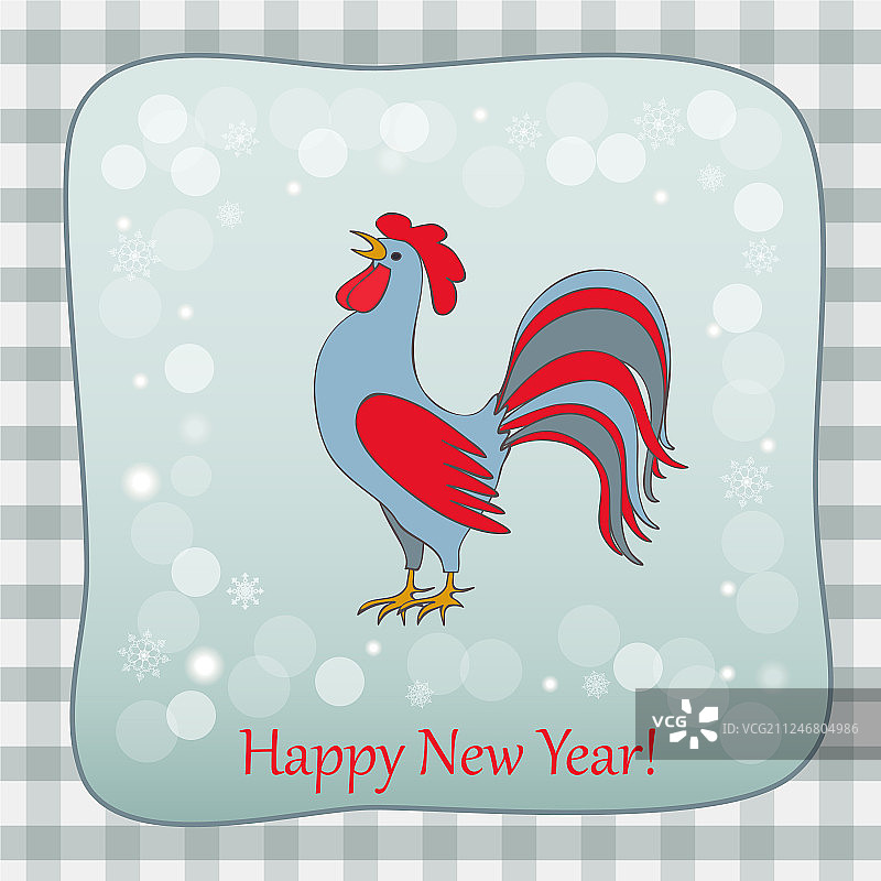 复古风新年公鸡贺卡图片素材