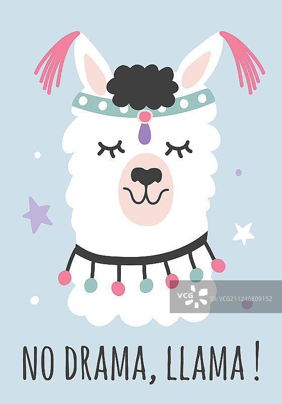 手绘卡通：无 drama 羊驼海报图片素材