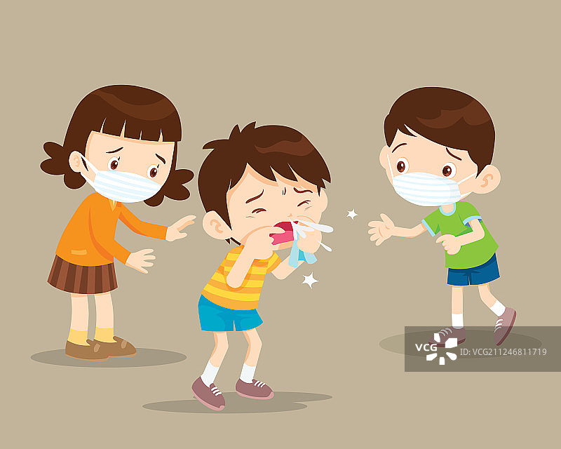 儿童生病擤鼻涕图片素材