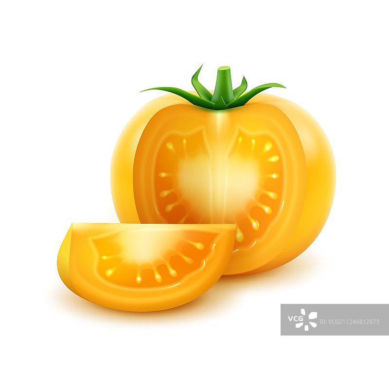 大颗黄色鲜切番茄图片素材