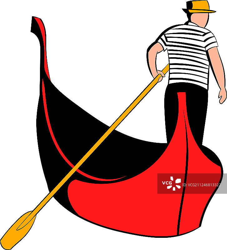 卡通风格的贡多拉和船夫图标图片素材