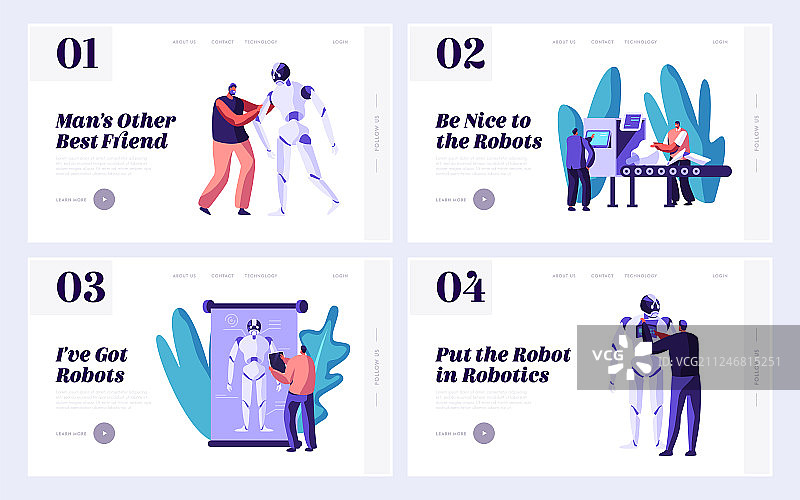 机器人技术网站着陆页模板图片素材