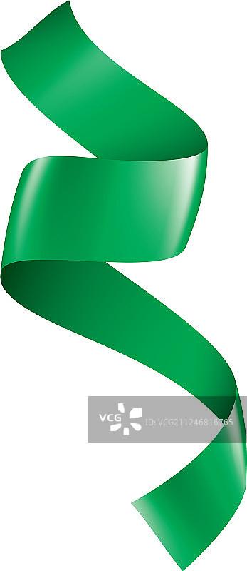 白色背景上的绿色丝带图片素材