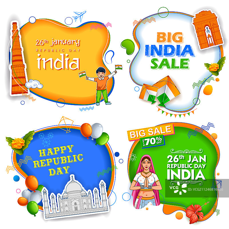 1月26日印度共和国日促销图片素材